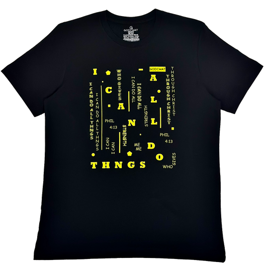 PHIL 4:13 DO ALL THNGS T-SHIRT (BLACK/NEON YELLOW)
